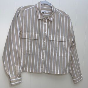 LOFT Striped Poplin Wide Sleeve Modern Utility